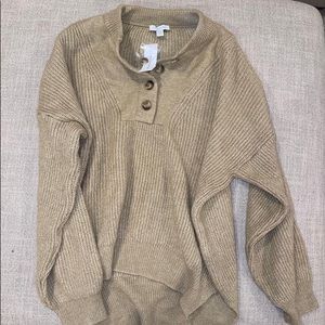 tan henley like sweater